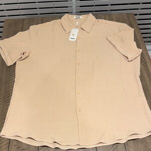 Casual Tan Button Down Shirt for Men